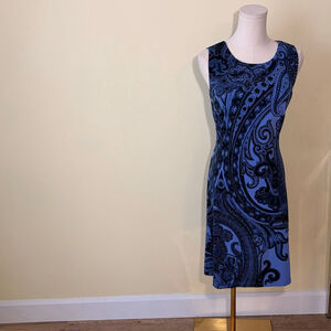 Tommy Hilfiger Women’s Periwinkle Blue Black Paisley Sleeveless Dress SZ S